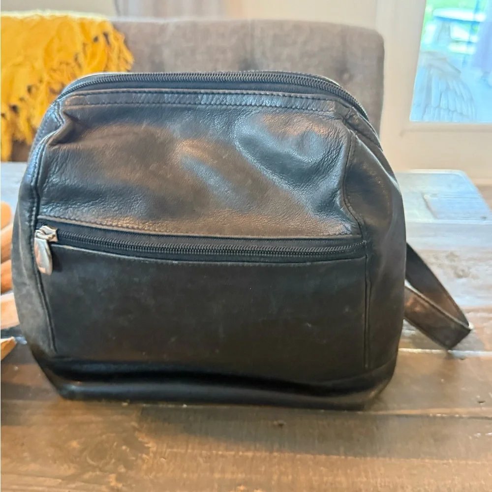 Rolfs Black Leather vintage unisex Backpack